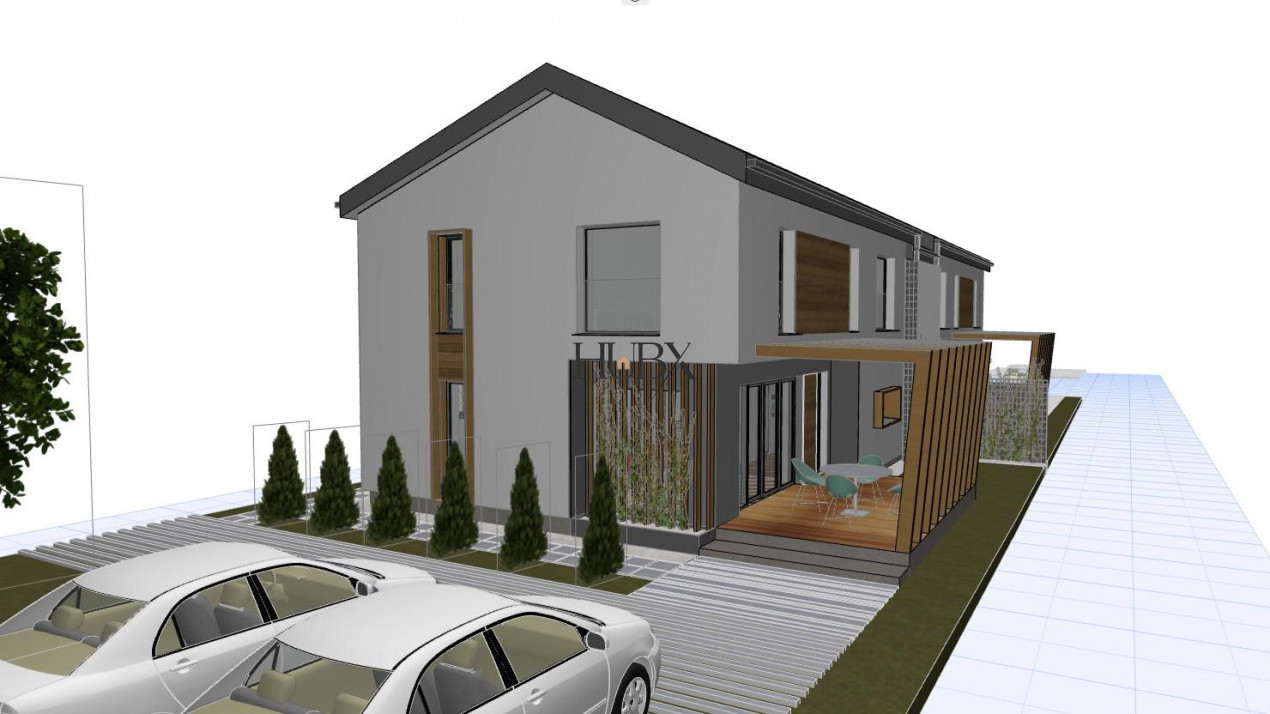Duplex 4 camere 3 bai 130mp utili si 190 mp teren liber in zona Terra!