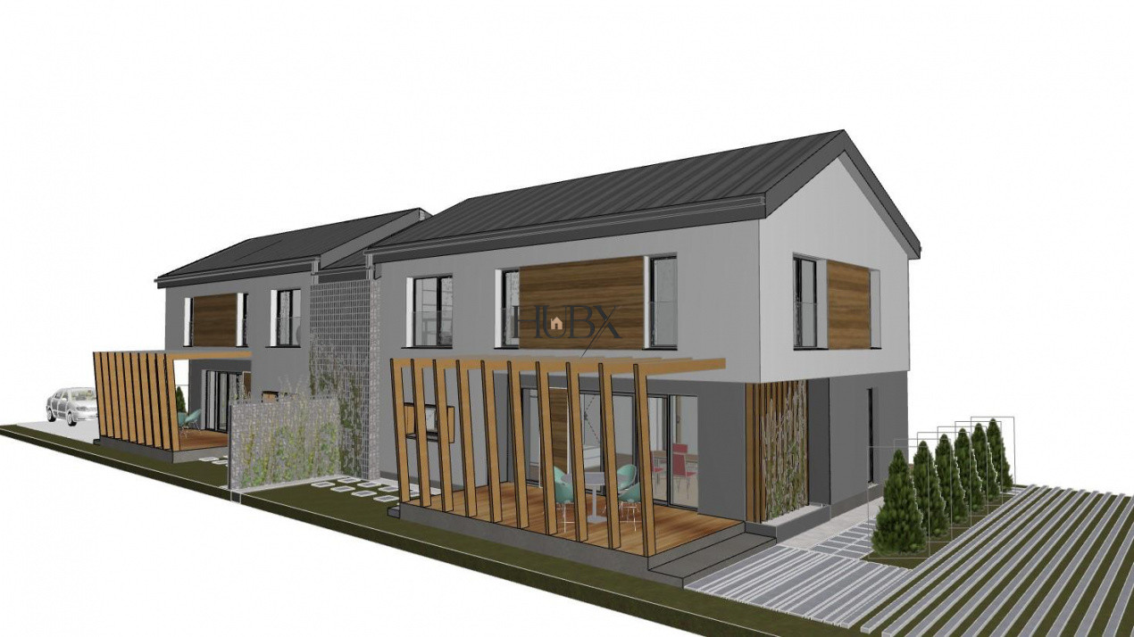 Duplex 4 camere 3 bai 130mp utili si 190 mp teren liber in zona Terra!
