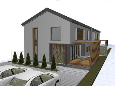 Duplex 4 camere 3 bai 130mp utili si 190 mp teren liber in zona Terra!